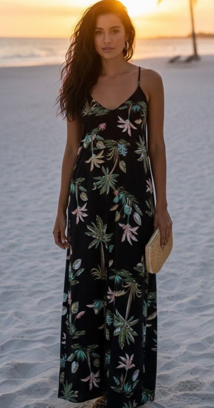 NWOT Old Navy strappy maxi sundress with tropical print